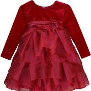Isobell & Chloe Ruby Red velvet, tulle ruffle Christmas party dress. 4T